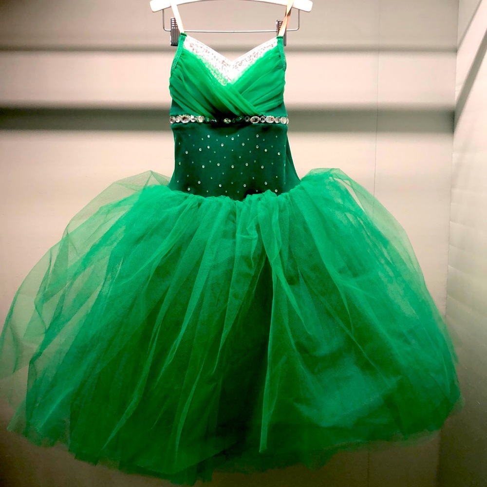 Gorgeous Green velvet and tulle Child’s Dress